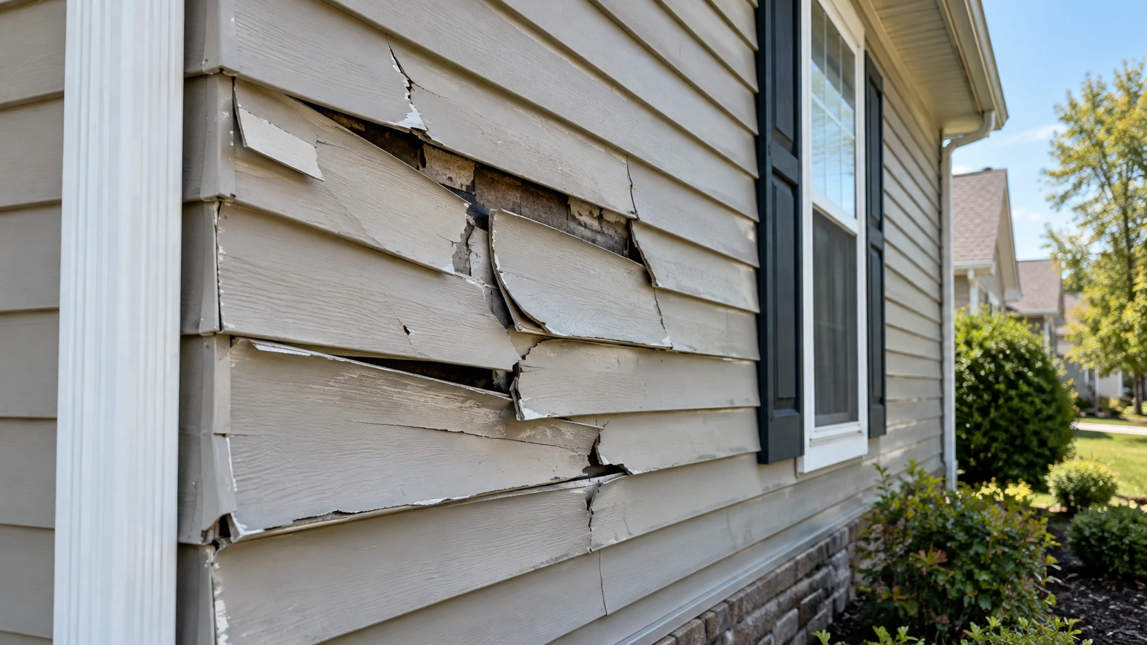 Damaged siding that may need replacement